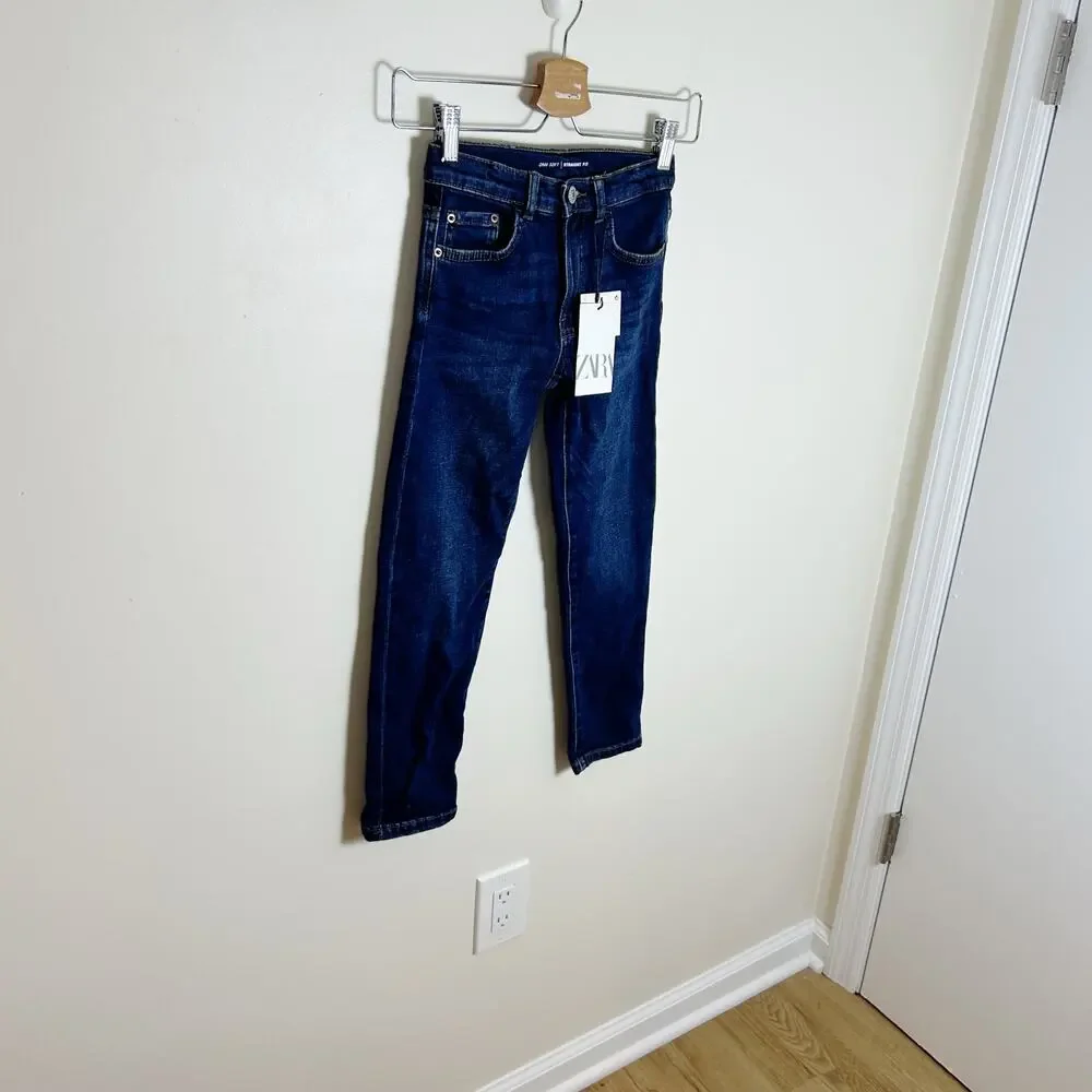 NWT Zara‎ Kids Straight Fit Denim Dark Rinse Size 8